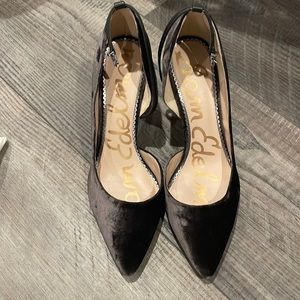 Dark grey suede heels
